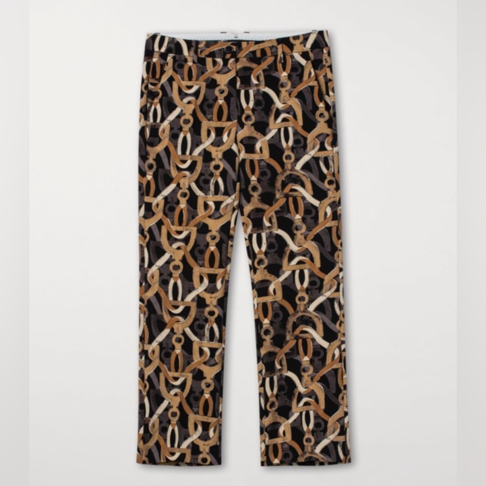 LUISA CERANO Crepe With Crease Classic Chain Pattern Cropped Pants Size 6